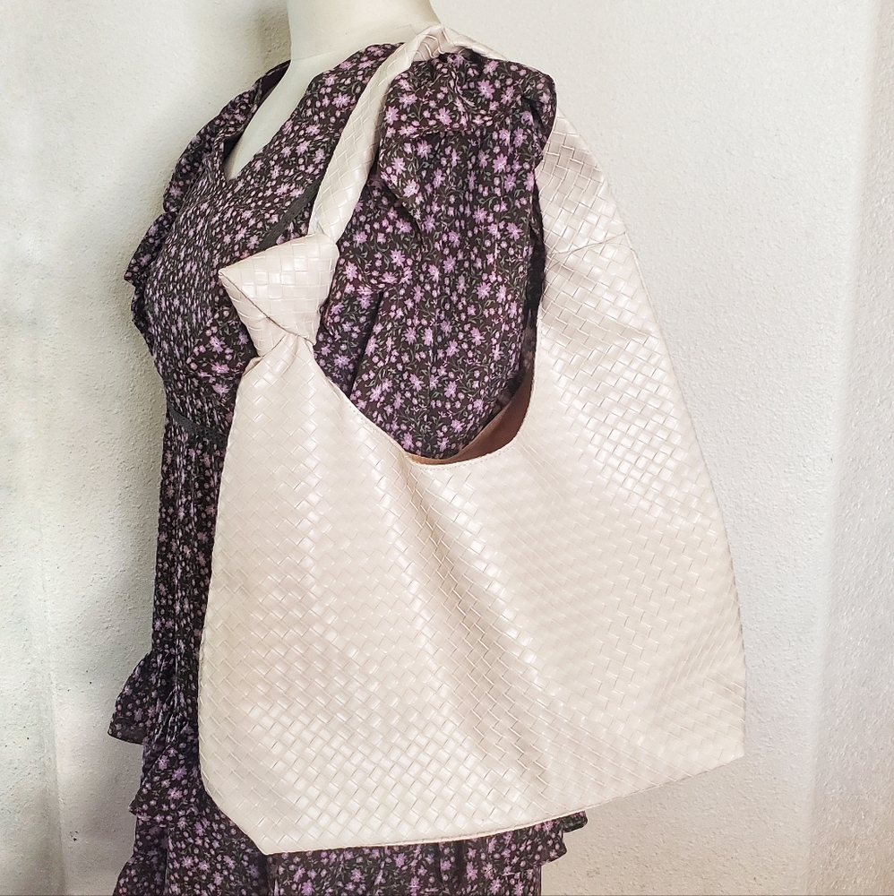 Ulta Beauty Cream Woven Shoulder Bag